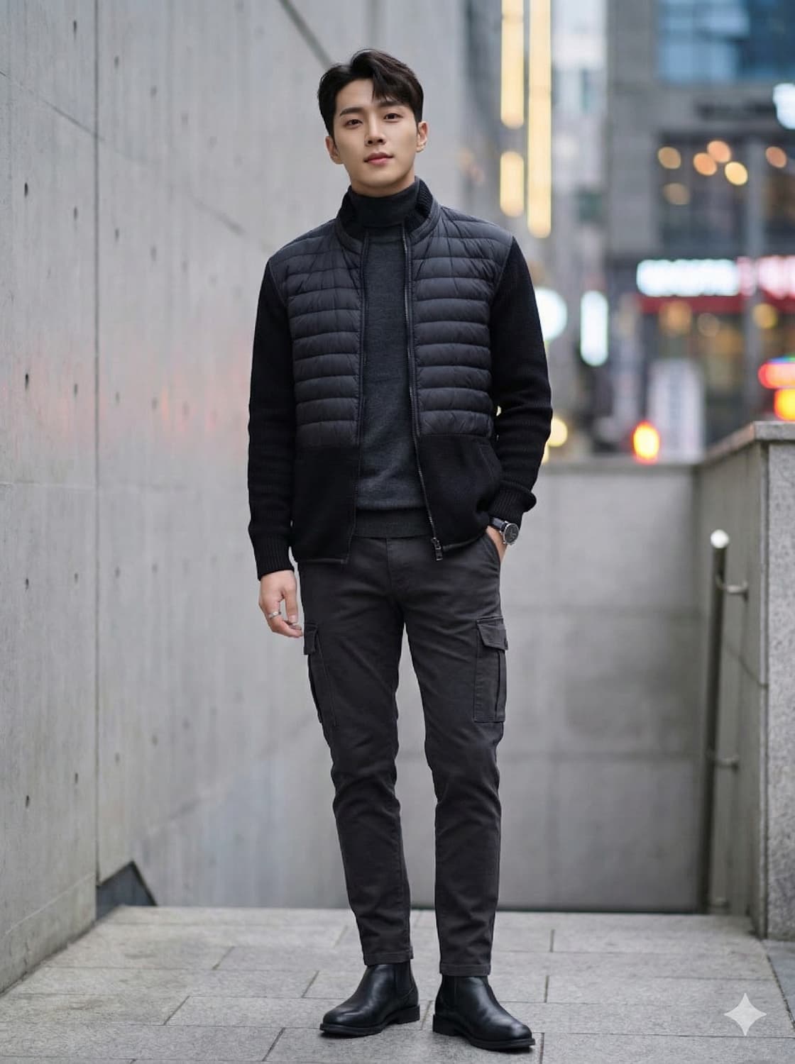 PESPOW 페스포 Aran Field 이태리 다운 니트 패딩 집업 상품이미지1