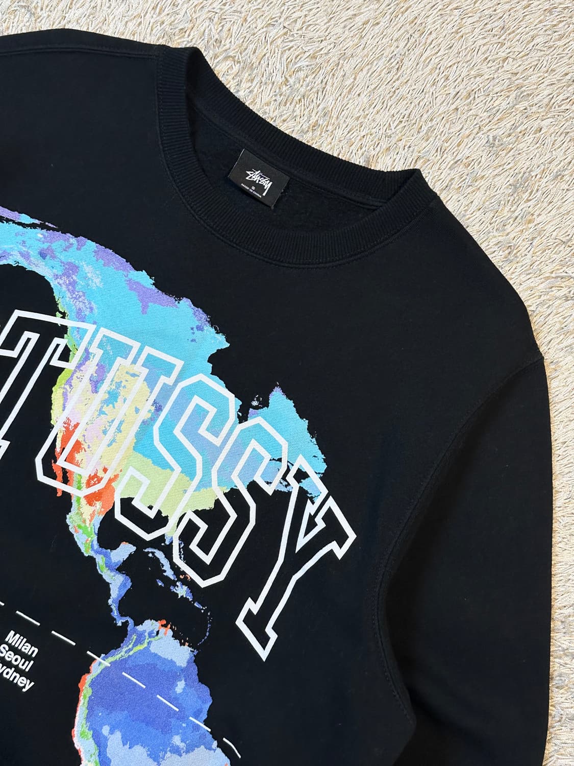 희귀) 스투시 STUSSY 월드투어 기모 맨투맨 블랙 상품이미지2