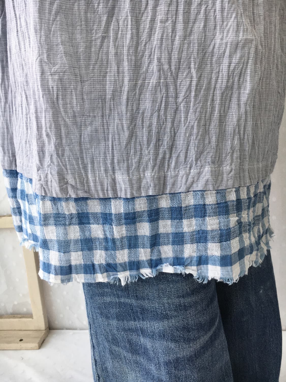[Hand Made] 핸드메이드 블루 체크 레이어드 원피스 모리걸 상품이미지3