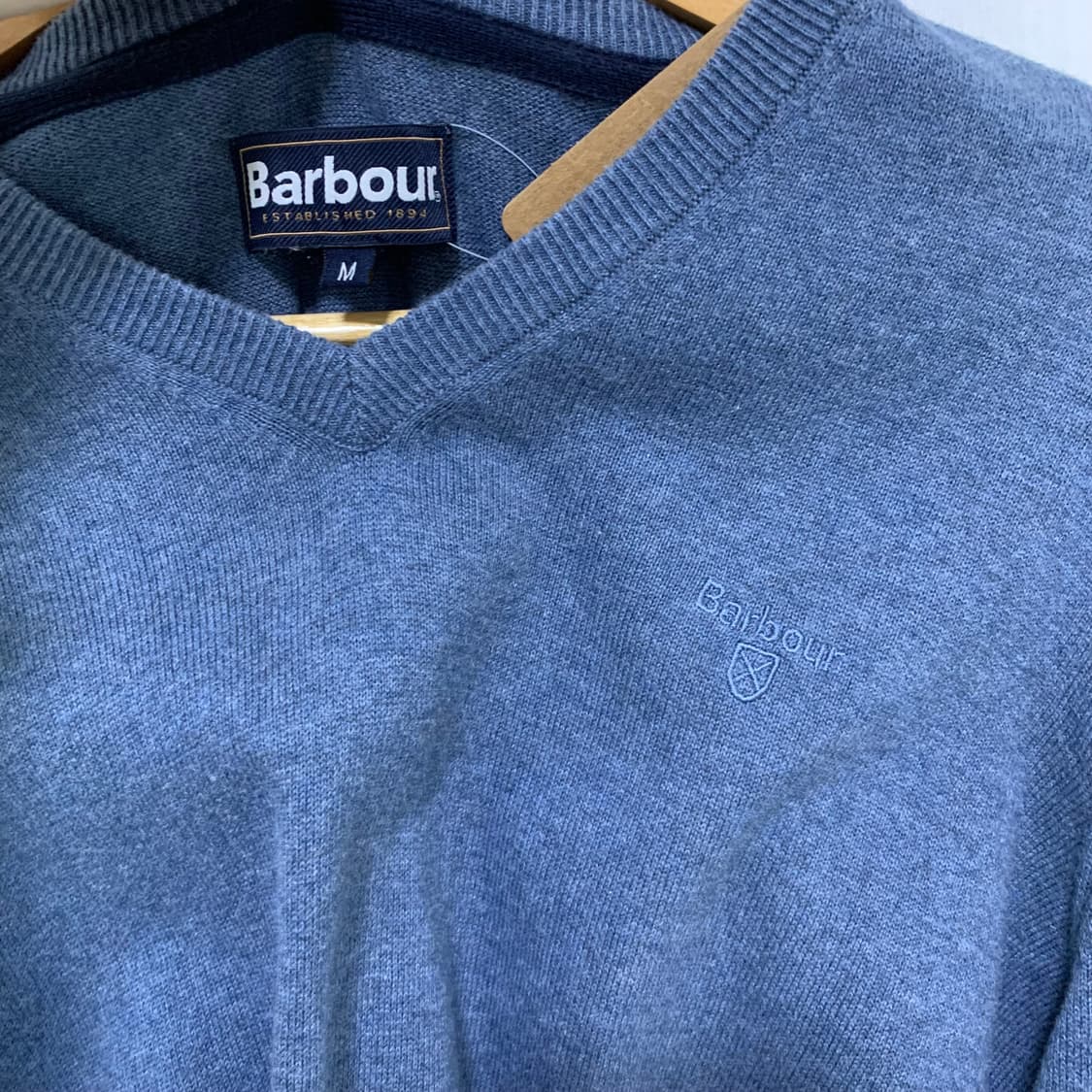 바버 빈티지 브이넥 니트 네이비 M 남성 긴팔 니트 상품이미지5