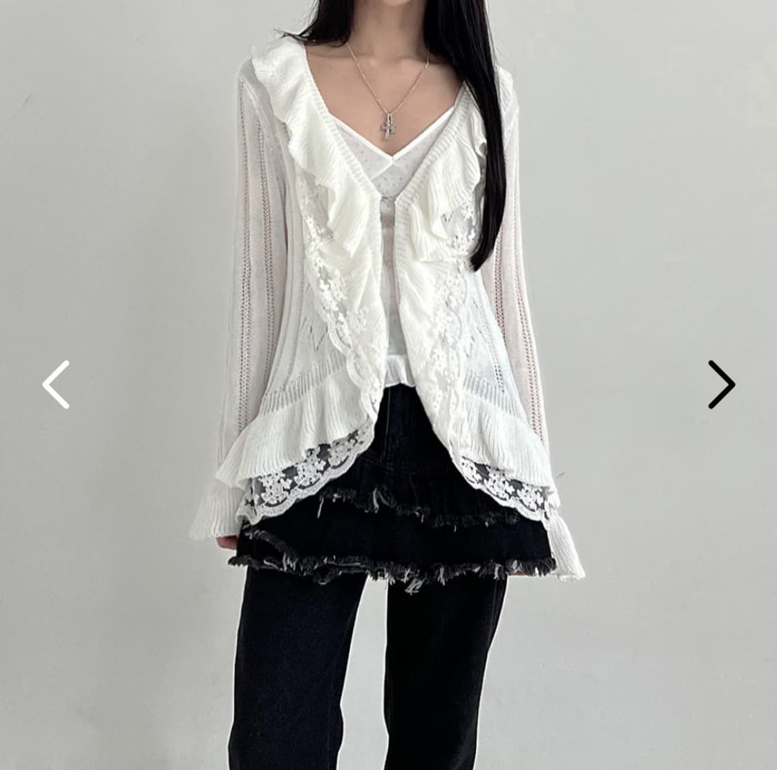 Frill Lace V Cardigan 상품이미지2
