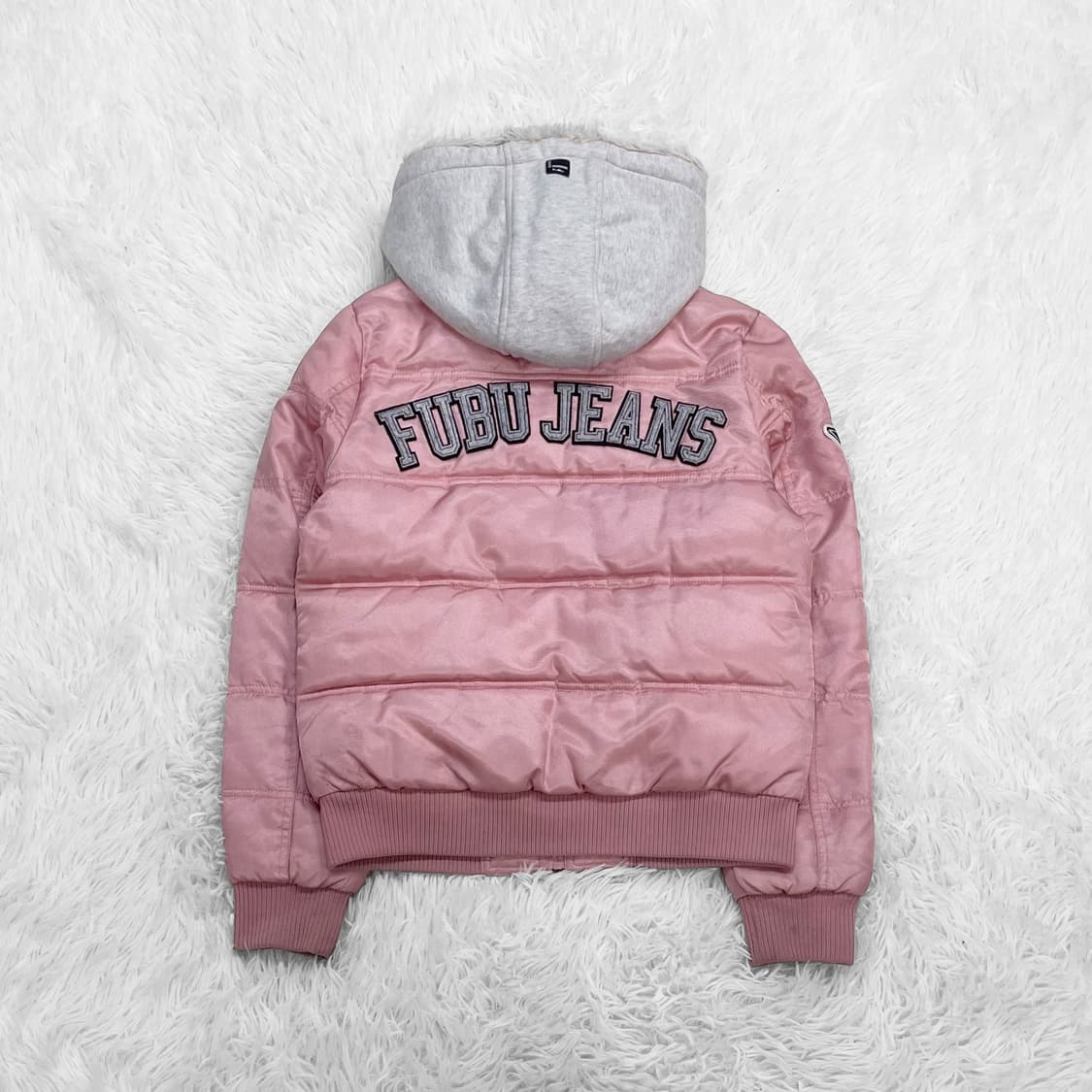 후부 스펠 로고 후드 패딩 딸기우유 상품이미지3