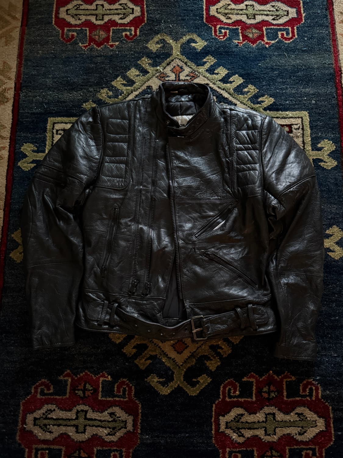 90s Wilsons Padded Motorcycle 레더 자켓 상품이미지1
