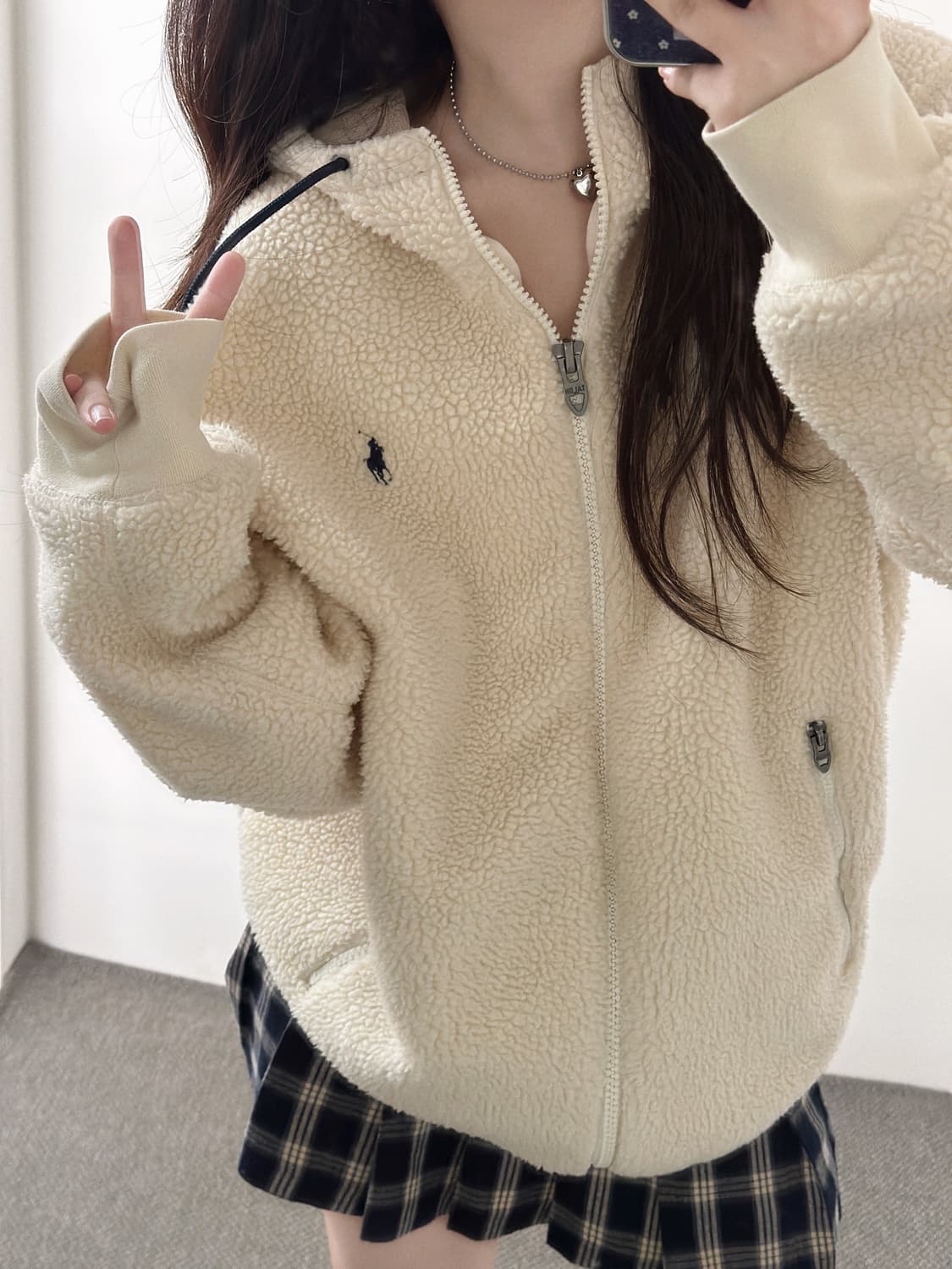 폴로 랄프로렌 아이보리 플리스 후드집업 상품이미지8