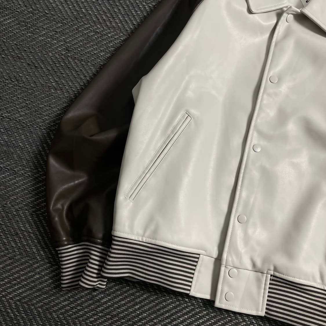 파르티멘토 버핑레더 배색 봄버 자켓o 4108 상품이미지3