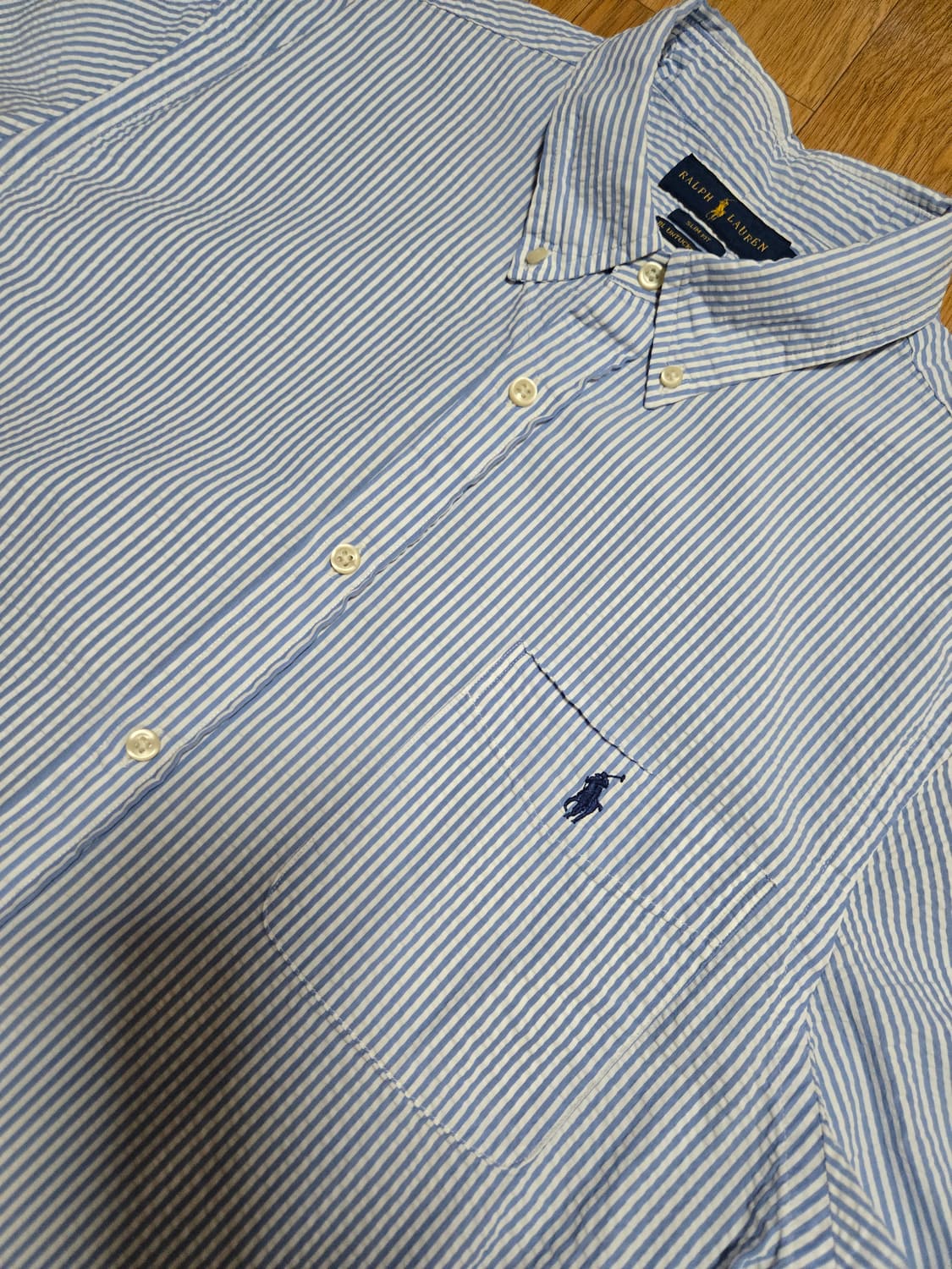 폴로 랄프로렌 정품 남성 스트라이프 시어서커 반팔 셔츠 상품이미지5