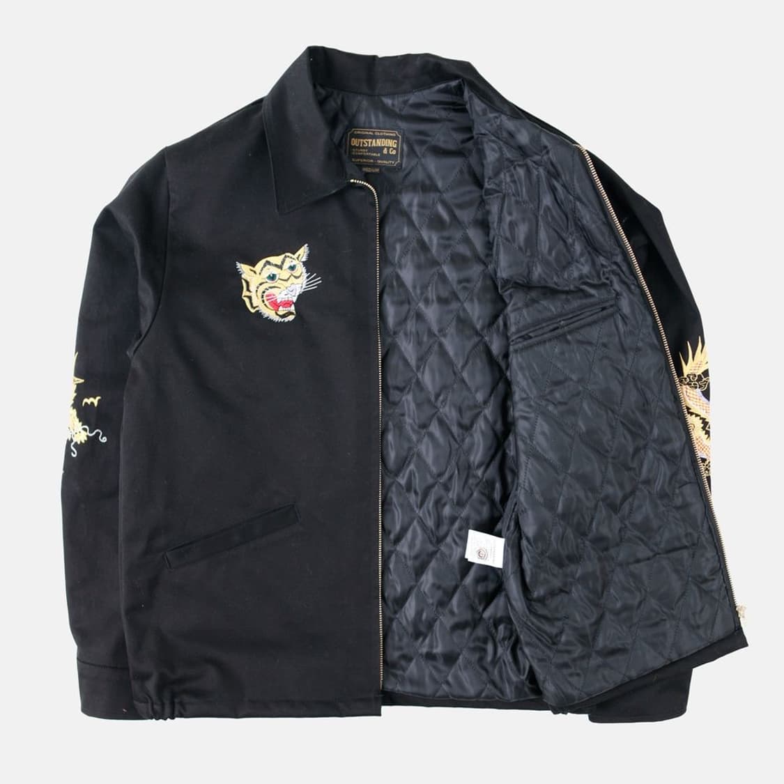 아웃스탠딩 수베니어 베트남 스카잔 블루종 자수 카라 자켓 S 상품이미지3