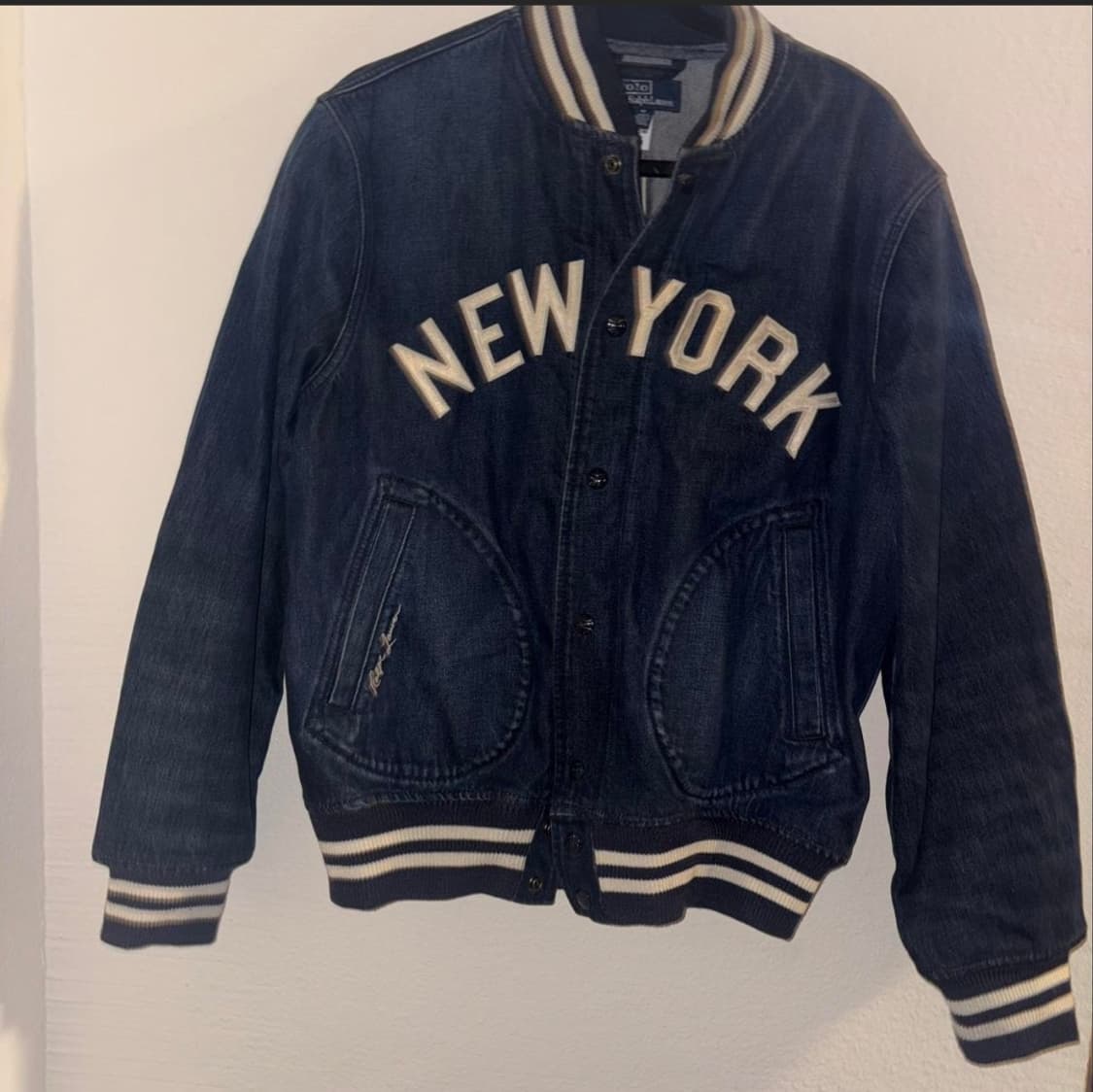 M 폴로 랄프로렌x뉴욕 양키스 데님 바시키 야구 점퍼 상품이미지2