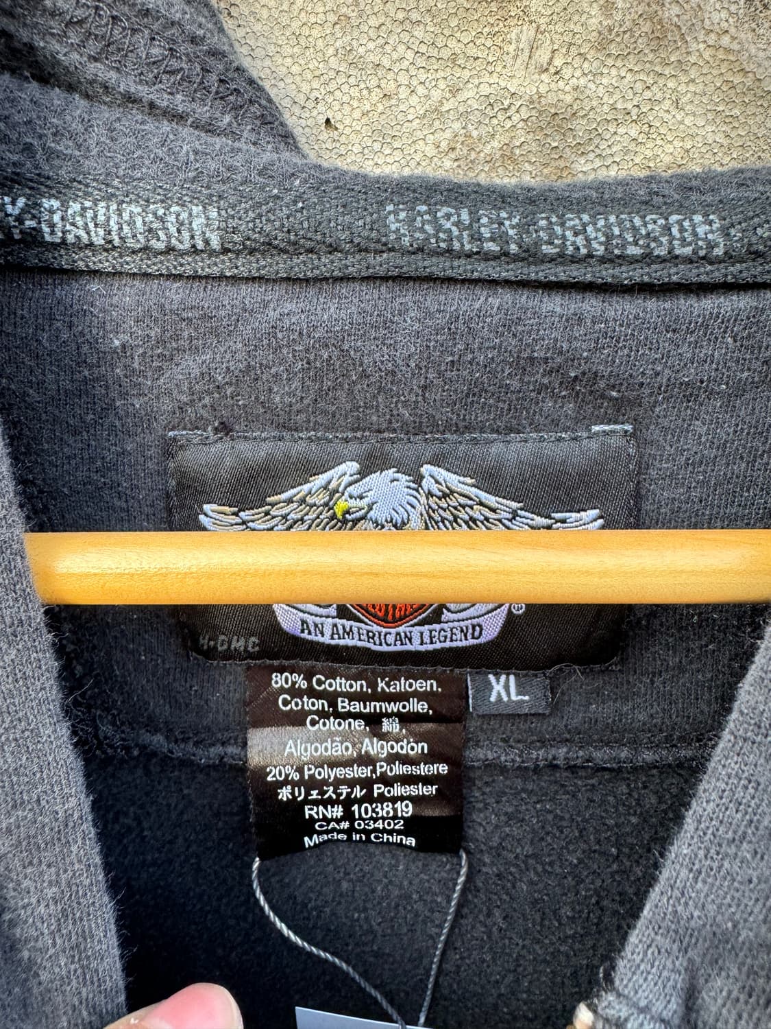 할리데이비슨 빈티지 프린팅 후드 집업 블랙 후디 xl 상품이미지6