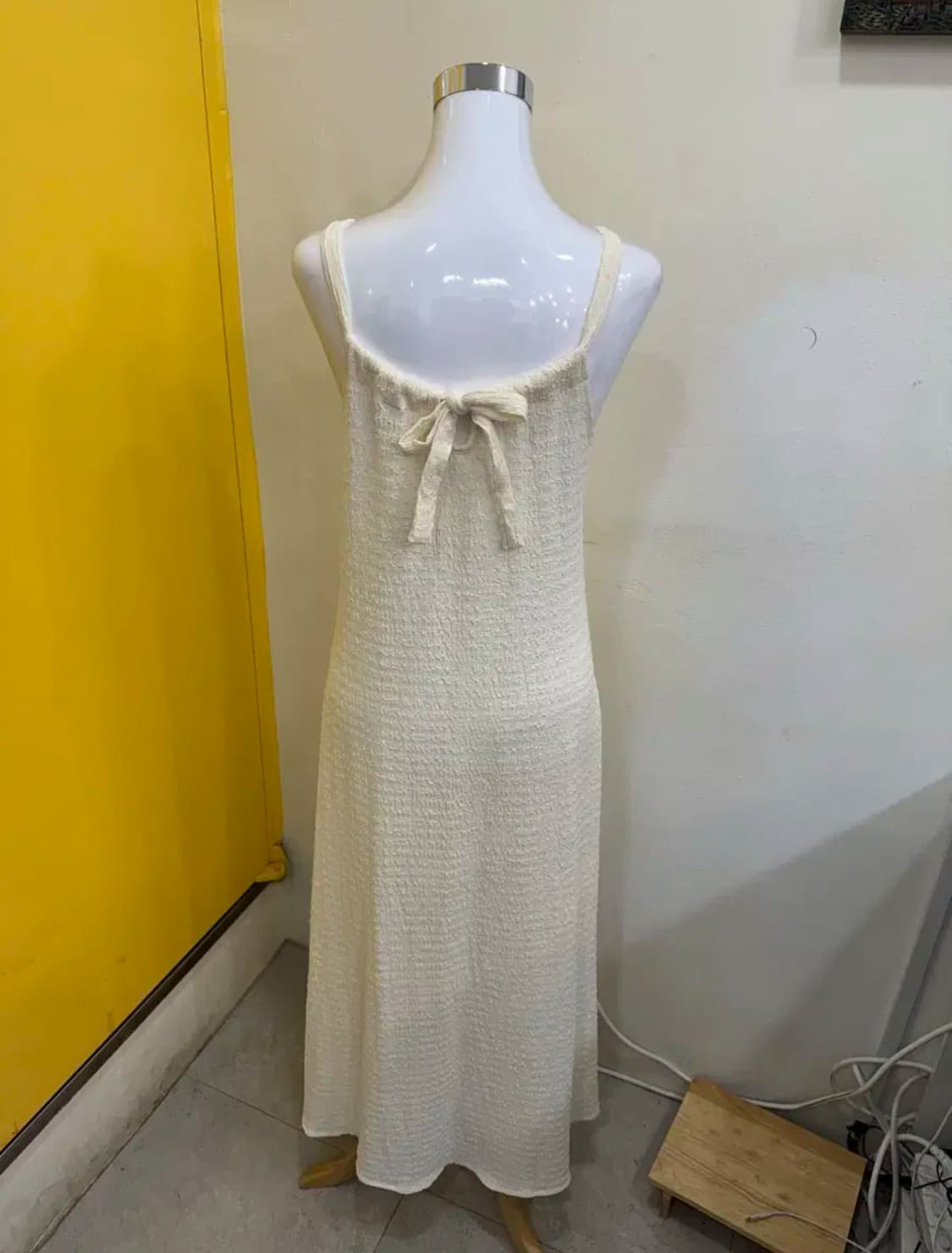 vtg 아이보리 크링클 롱 원피스 상품이미지2