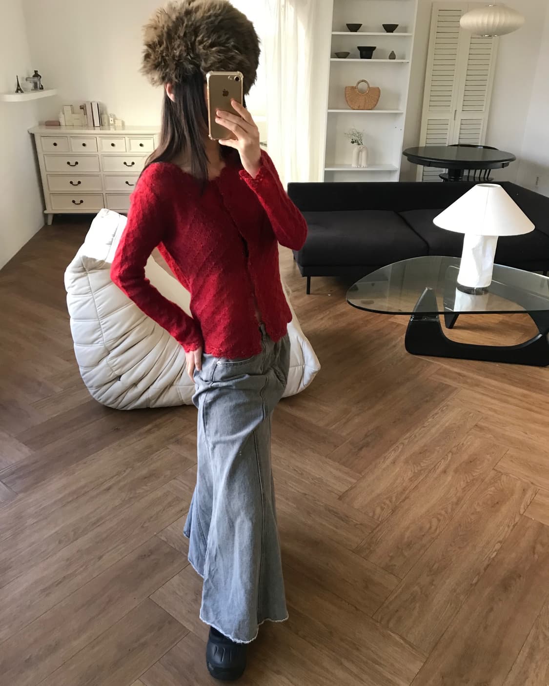 vintage denim long skirt (27inch) 상품이미지8