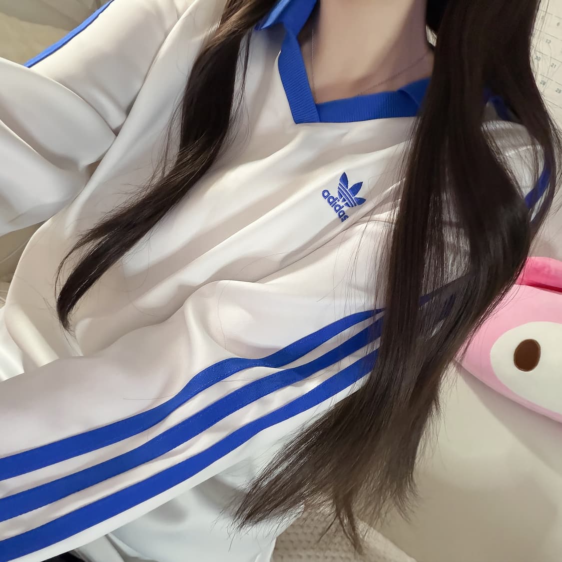 아디다스 삼선 사틴 롱슬리브 티셔츠 클라우드 화이트 s 상품이미지3