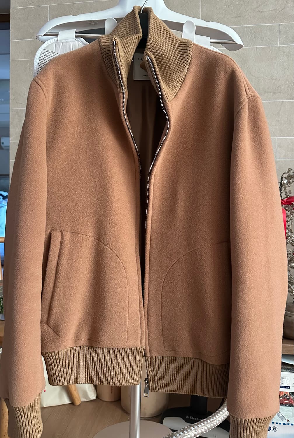 산드로옴므 울 캐시 블루종 카멜 50(M) 상품이미지1