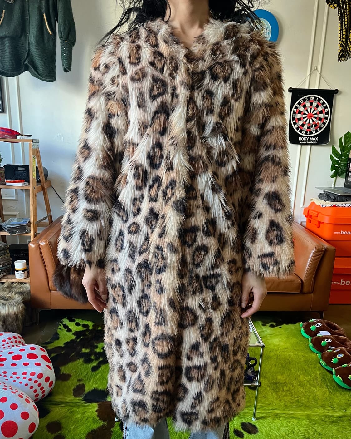 Jpn Vintage Shaggy Leopard Fur Long Coat 상품이미지5