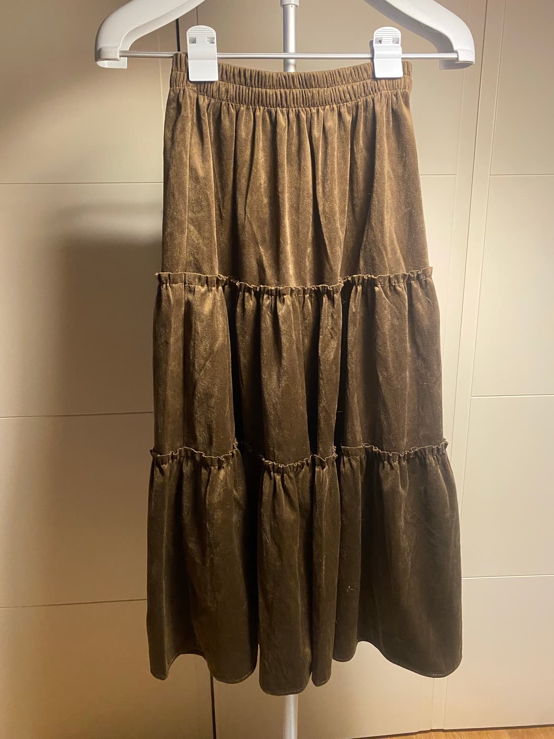 갈색 벨벳 캉캉 롱 스커트 상품이미지2