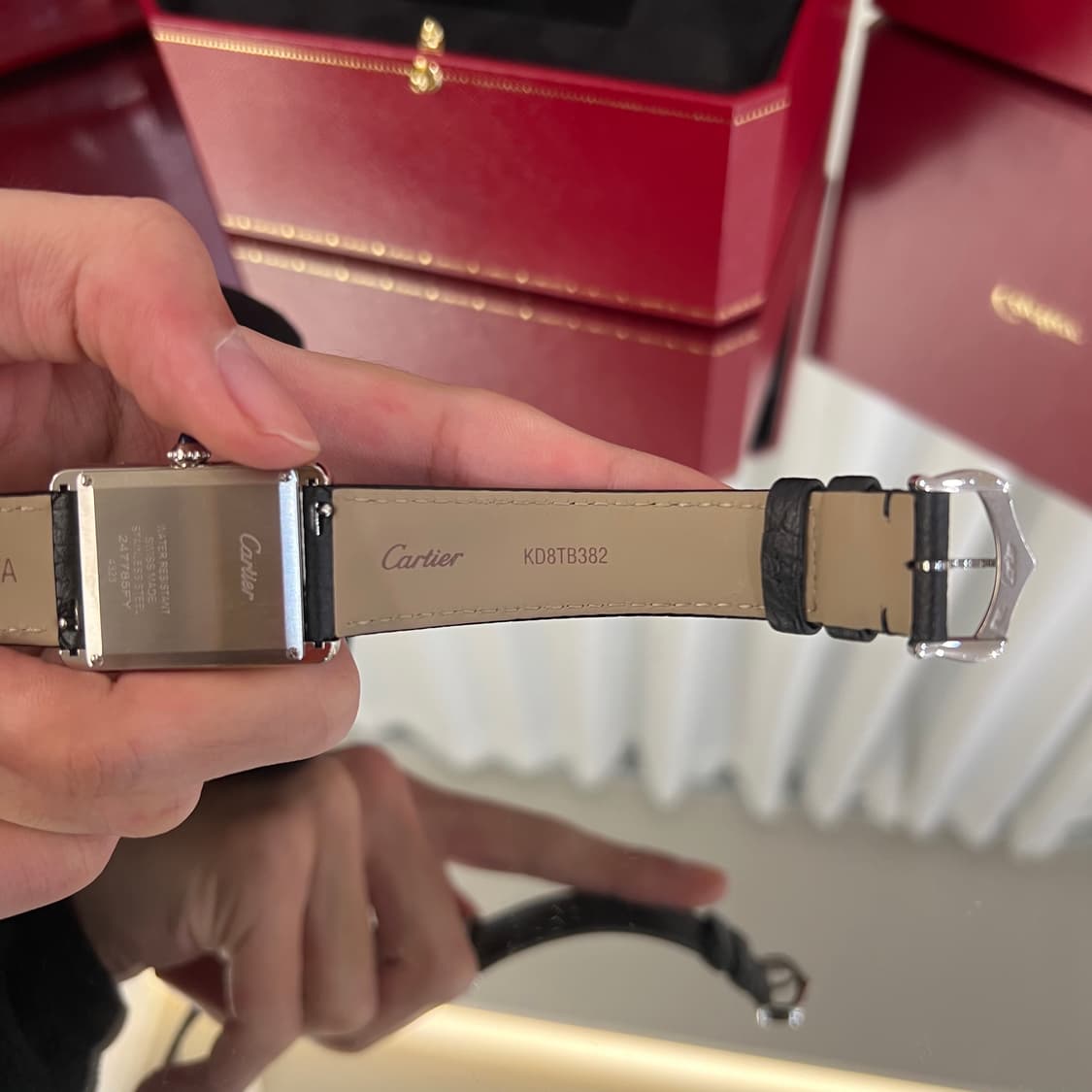 [새상품급/풀구성] 까르띠에 탱크 머스트 라지 쿼츠 스틸 카프스킨 상품이미지5