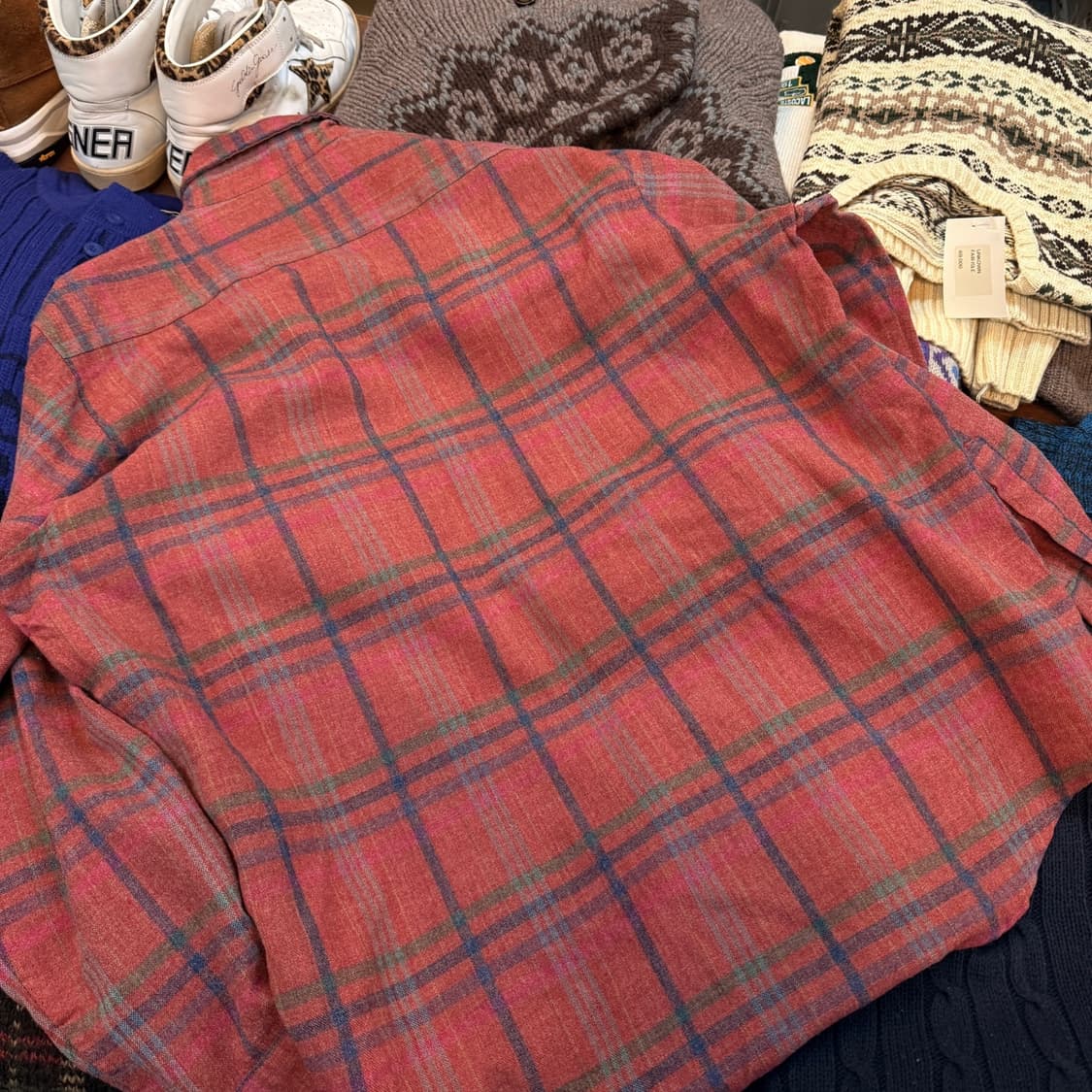 90'S 시어스 페이딩 체크 셔츠 L XL 상품이미지6