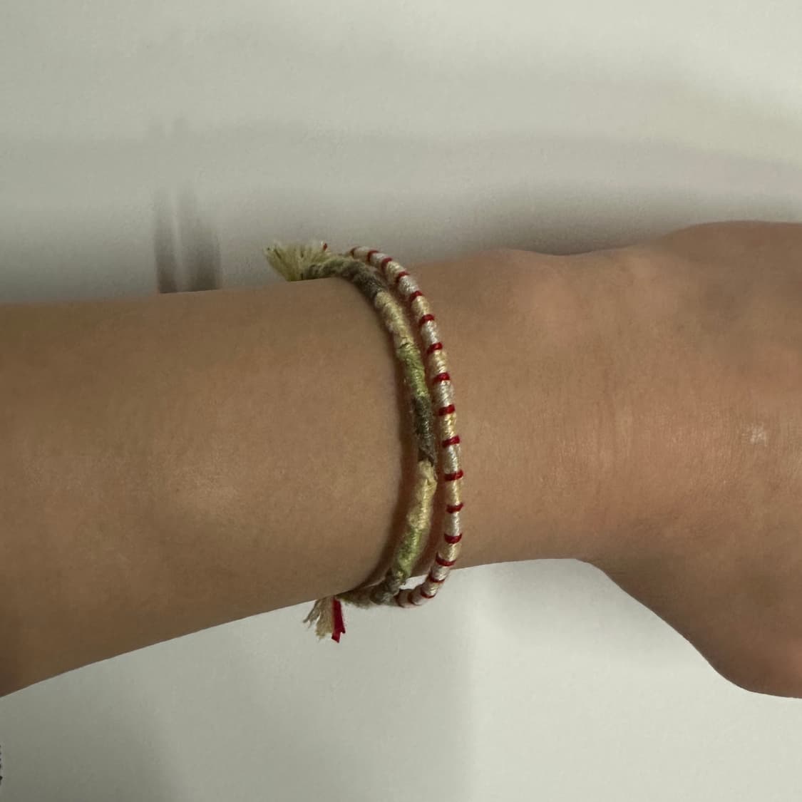 핸드메이드 스트라이프 실팔찌 (레드, 민트) 상품이미지6