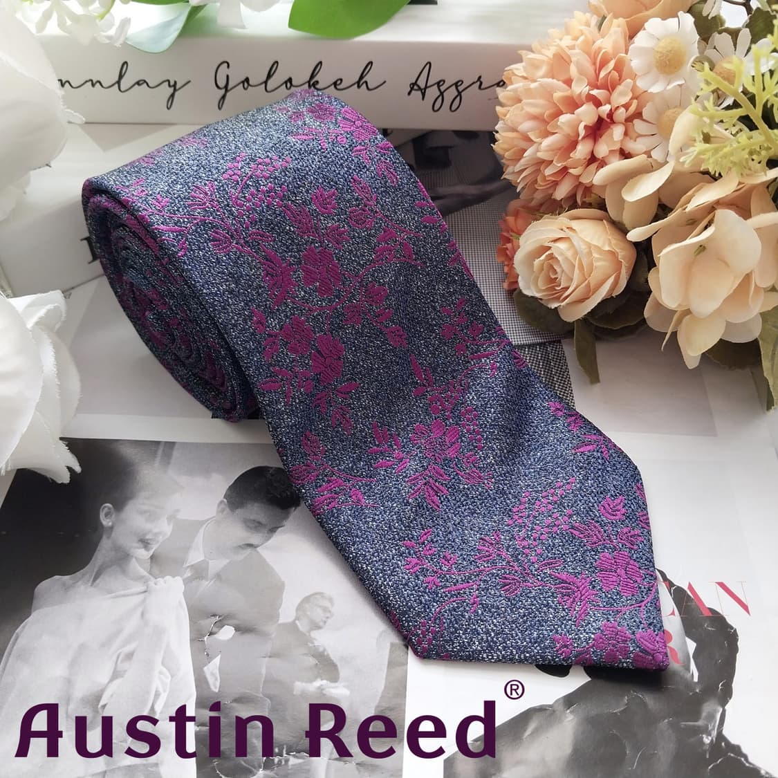 오스틴리드 실크 퍼플 플로럴 패턴 넥타이 8.2cm A+등급 K2112
 상품이미지2