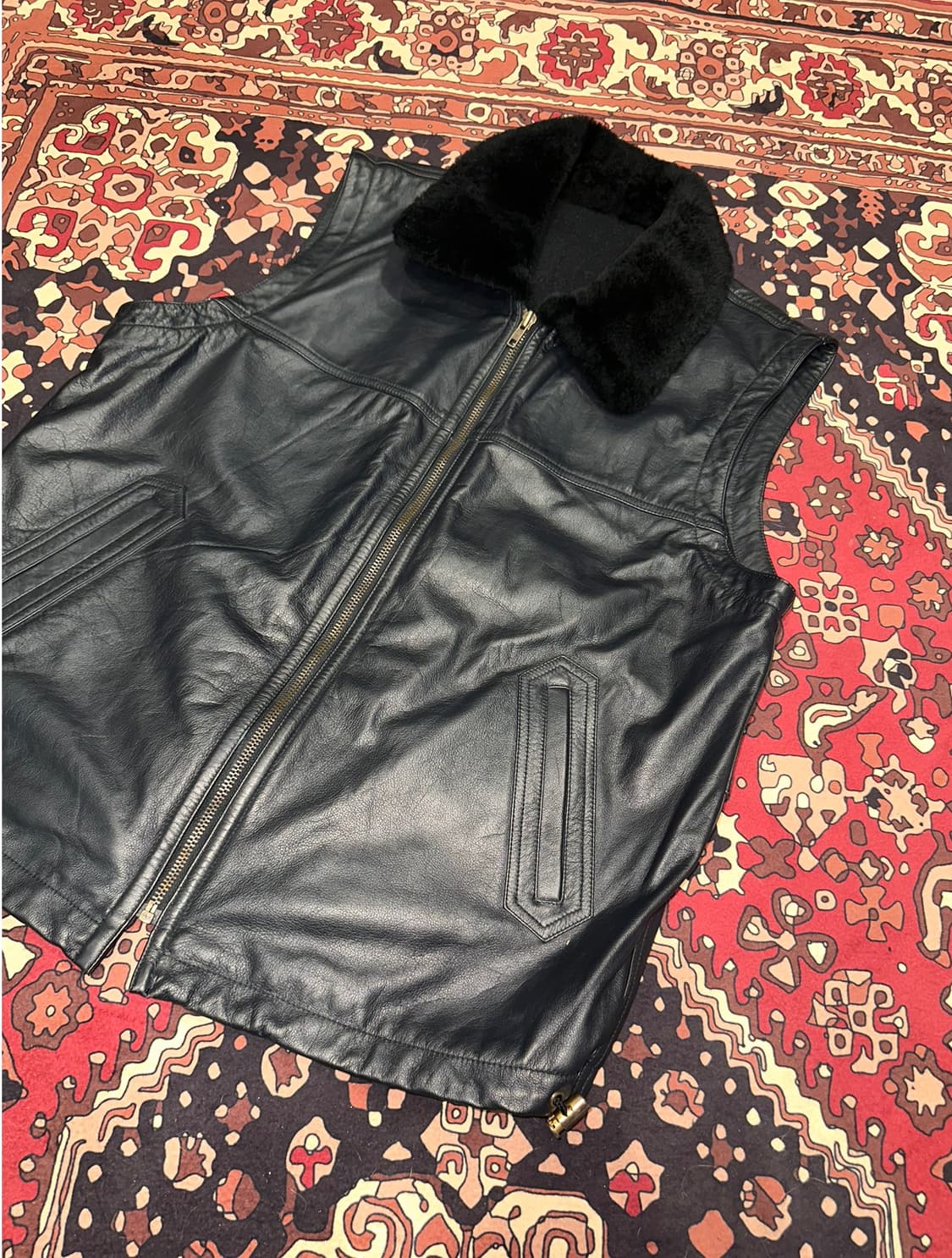 ( XL - 2XL ) 가죽조끼 아메카지 워크웨어 빈티지가죽 레더자켓 상품이미지3