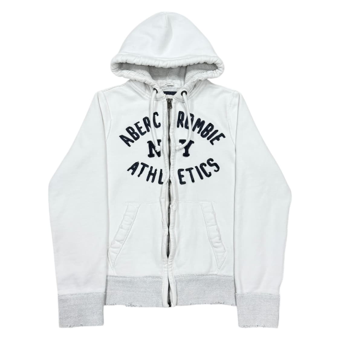 아베크롬비 빈티지 Y2K 데미지 디테일 기모 후드집업 자켓 화이트 S 상품이미지1