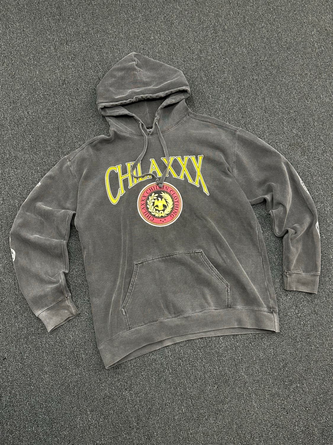 L)Chilaxxx 빈티지 워싱 프린팅 후드티 상품이미지1