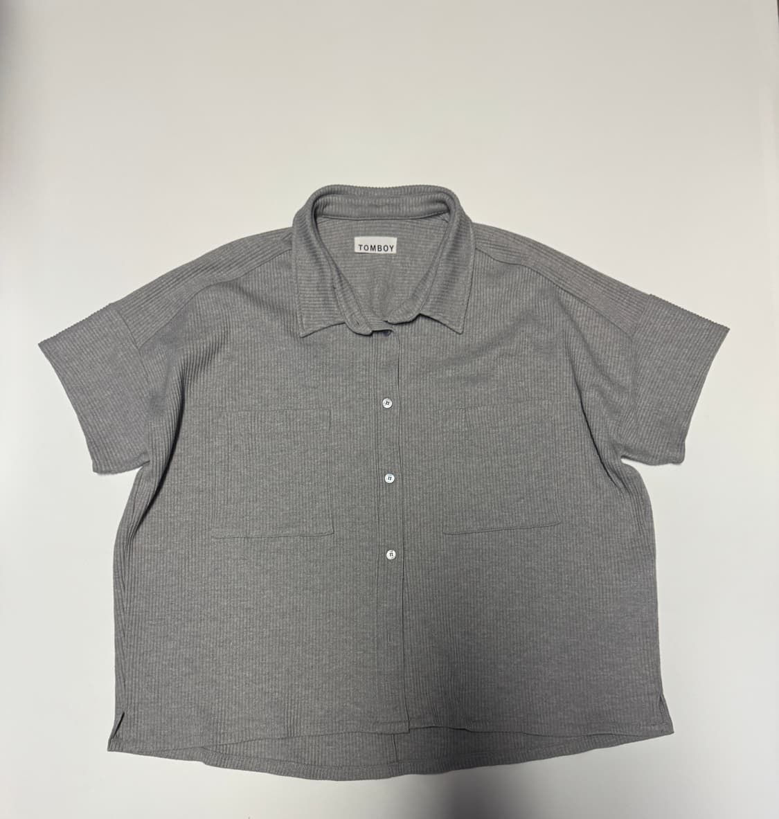 여성 톰보이 Tomboy 오버핏 골지 반팔 가디건 F 상품이미지1