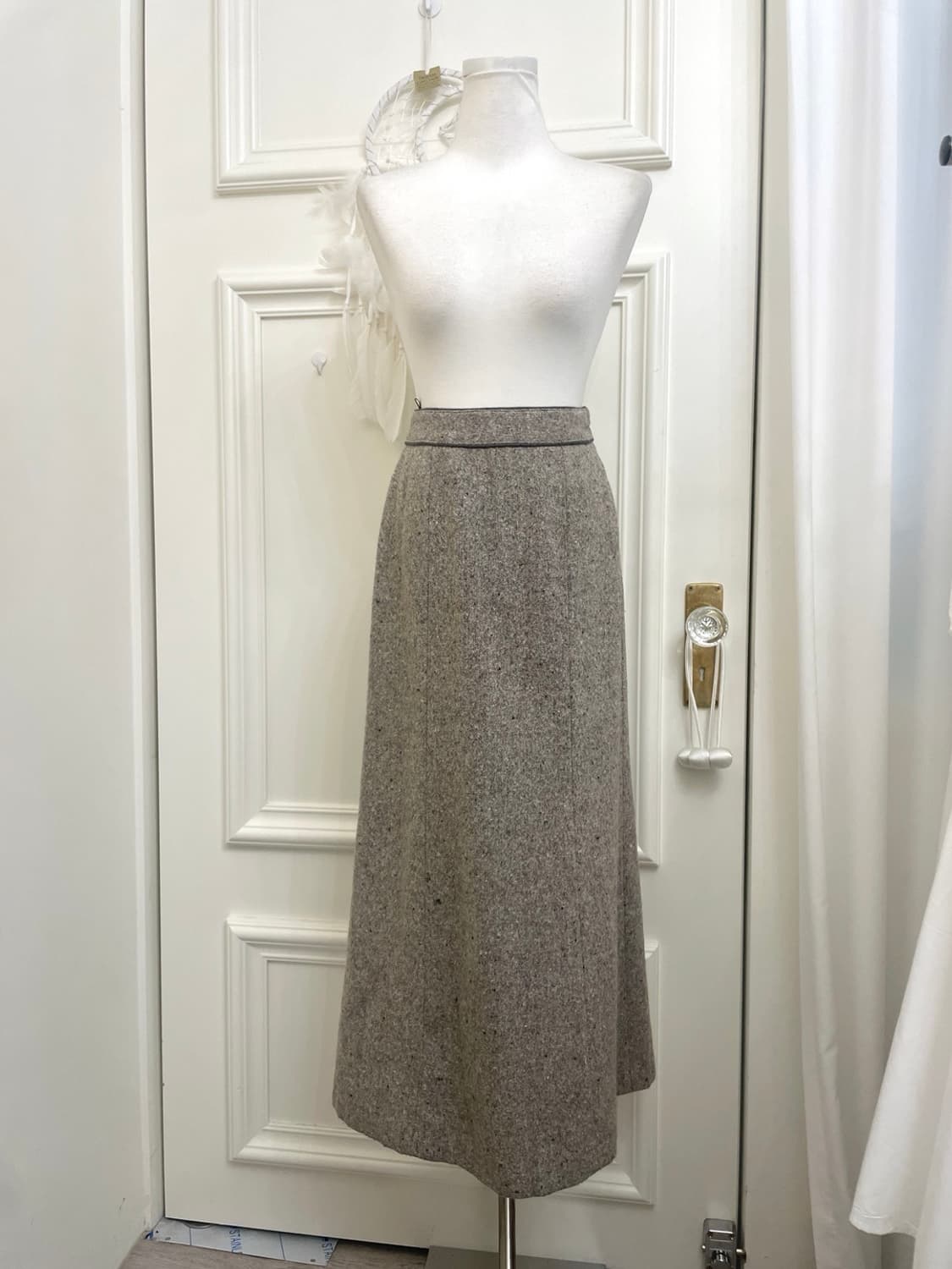 beige brown wool basic long skirt 상품이미지1