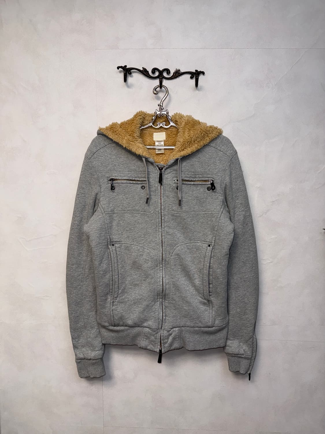 DIESEL gray line detail fur hood zipup 상품이미지1