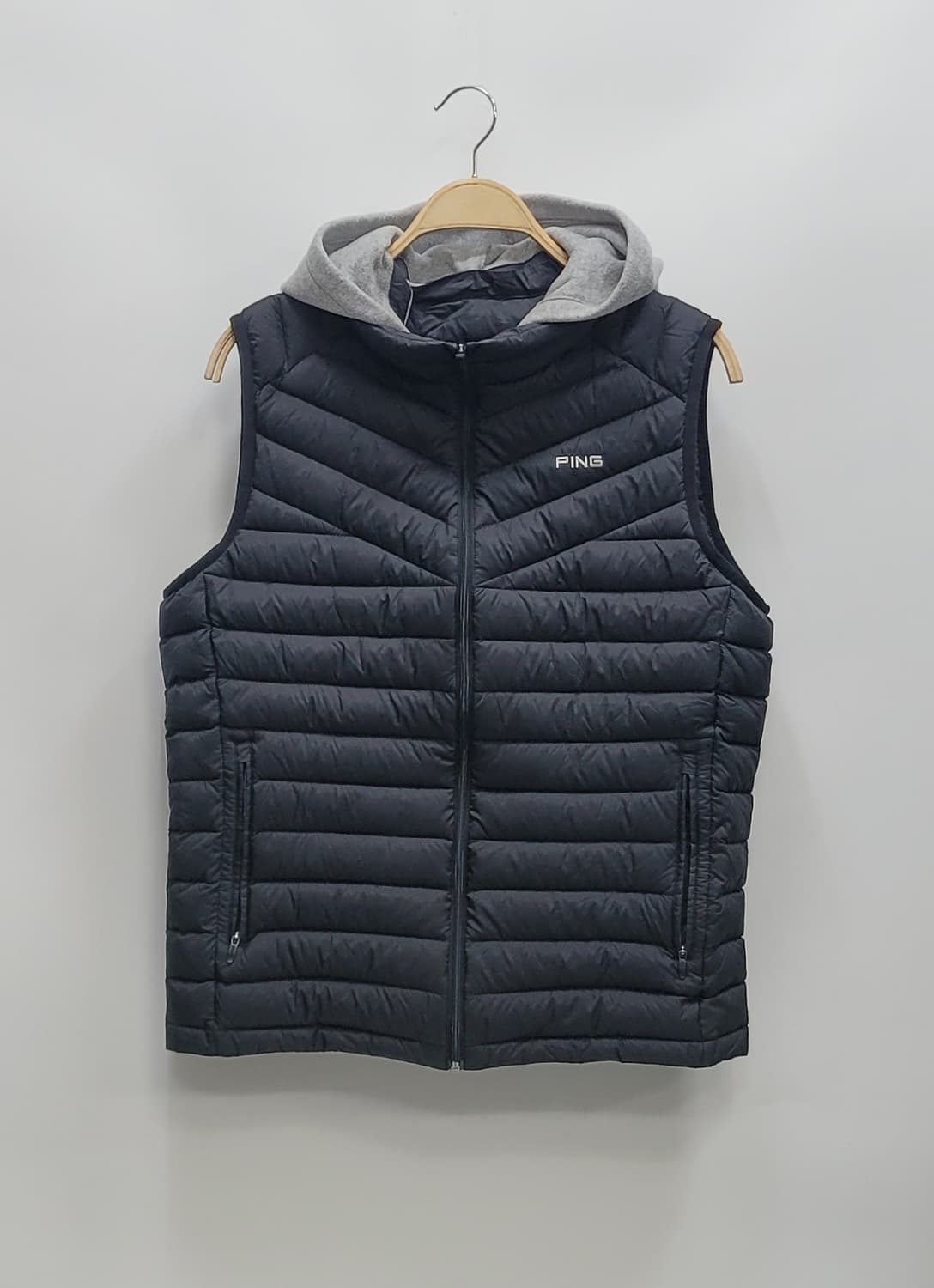 PING 핑 후드 경량 구스 다운 베스트 / 남 100 블랙 상품이미지1