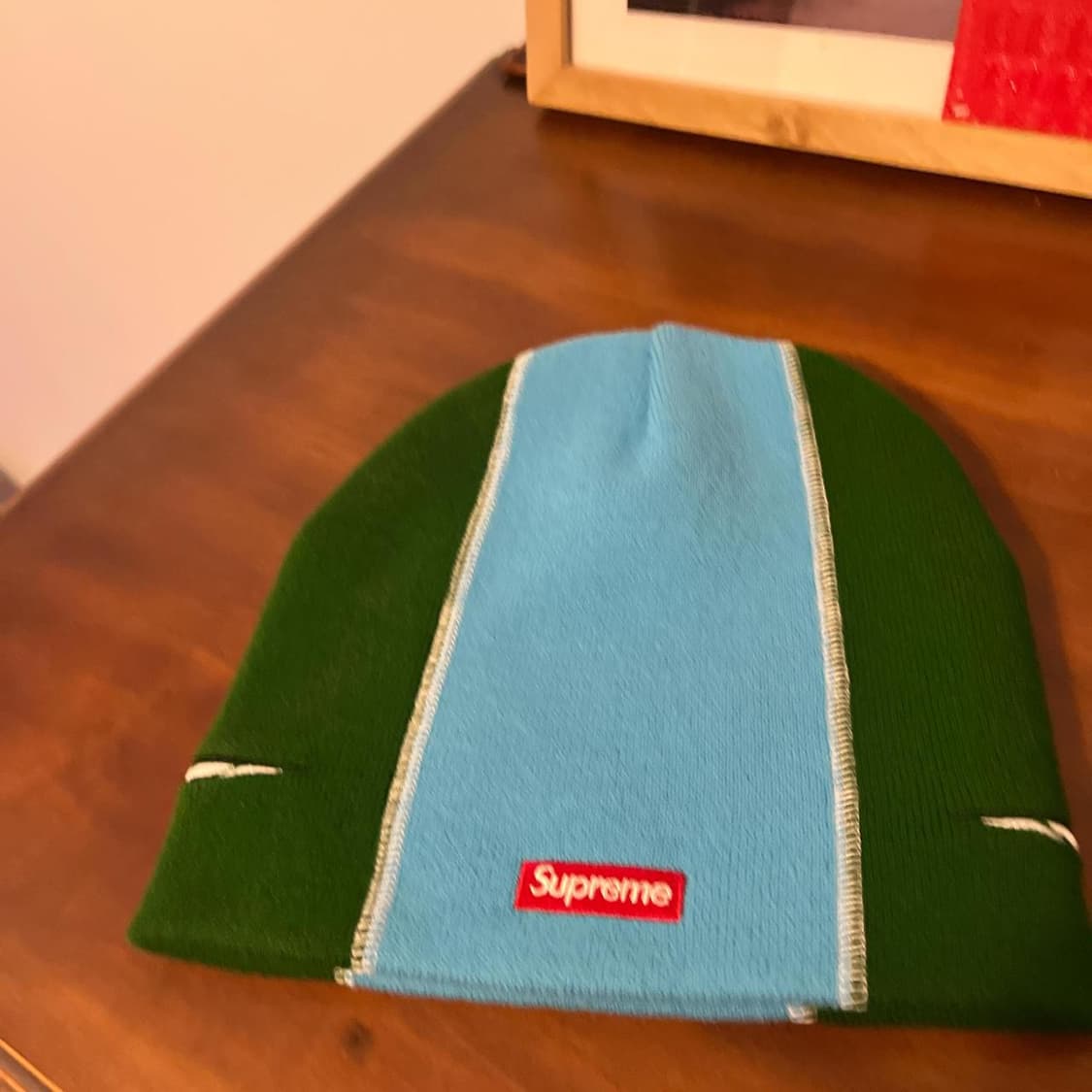 슈프림 패널 로고 비니 블루 상품이미지2