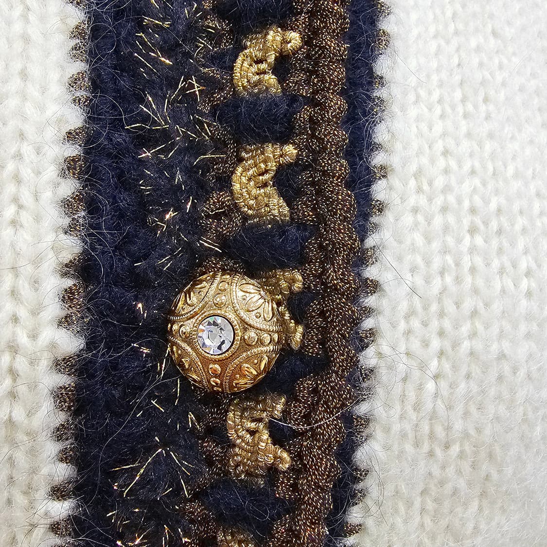 아이보리 트위드 배색 골드버튼 울 가디건 자켓 상품이미지7