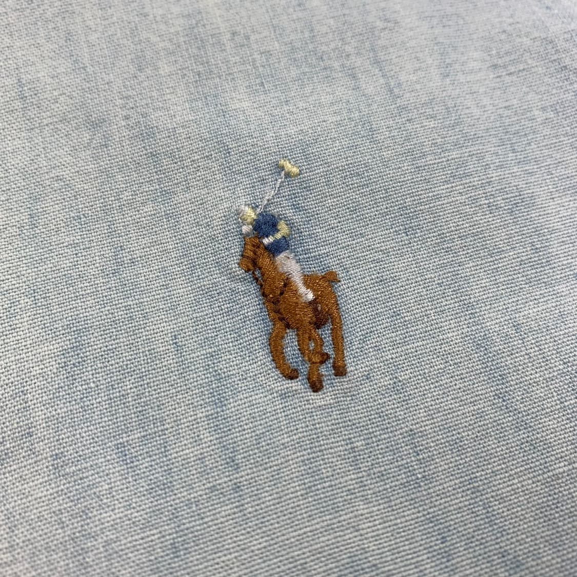 폴로 랄프로렌 멀티포니 커스텀핏 샴브레이 연청 데님 셔츠 상품이미지3