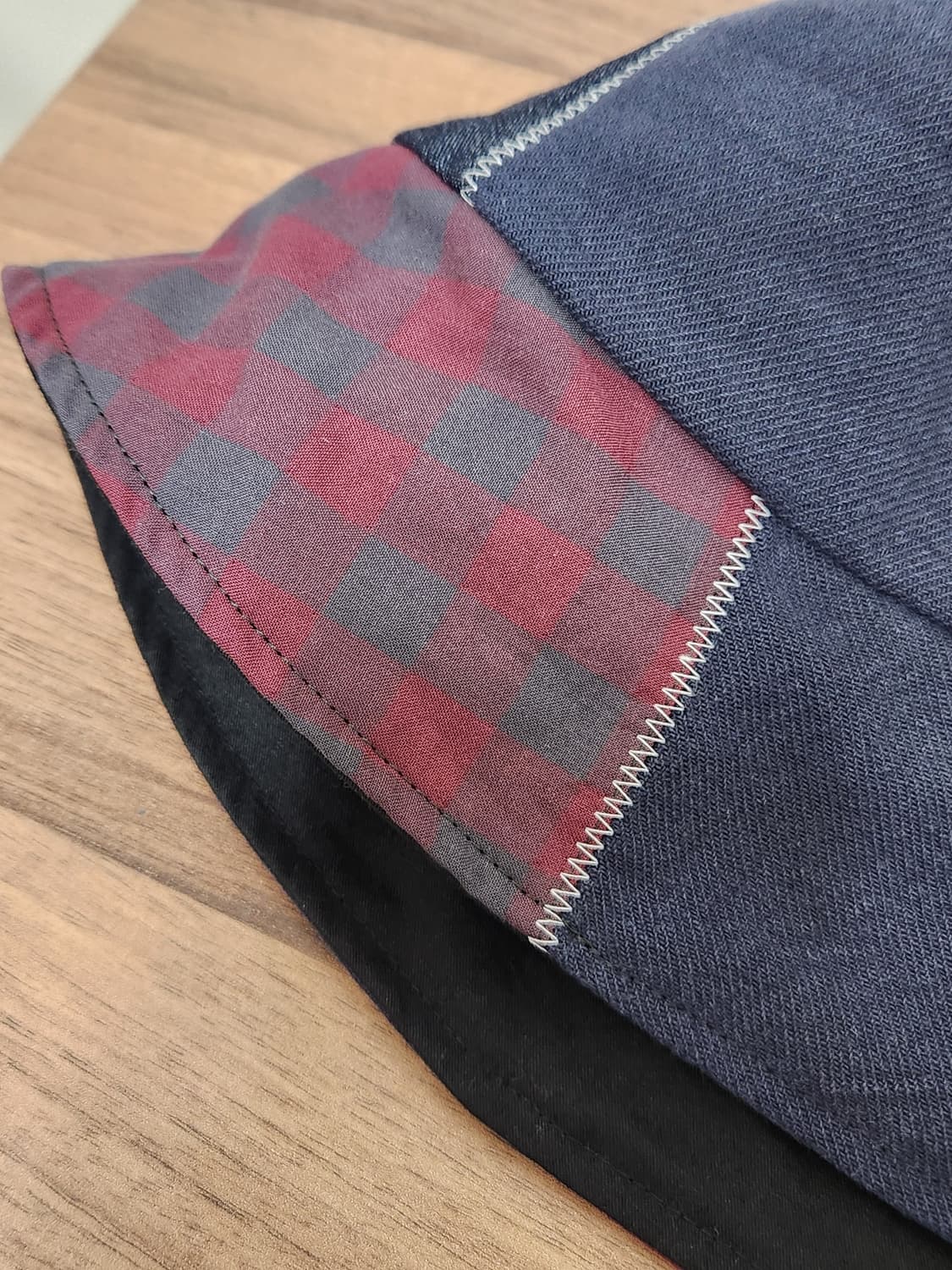 (no.4) 리버시블 패치워크 버킷햇 Navy&Burgundy Mix 상품이미지3