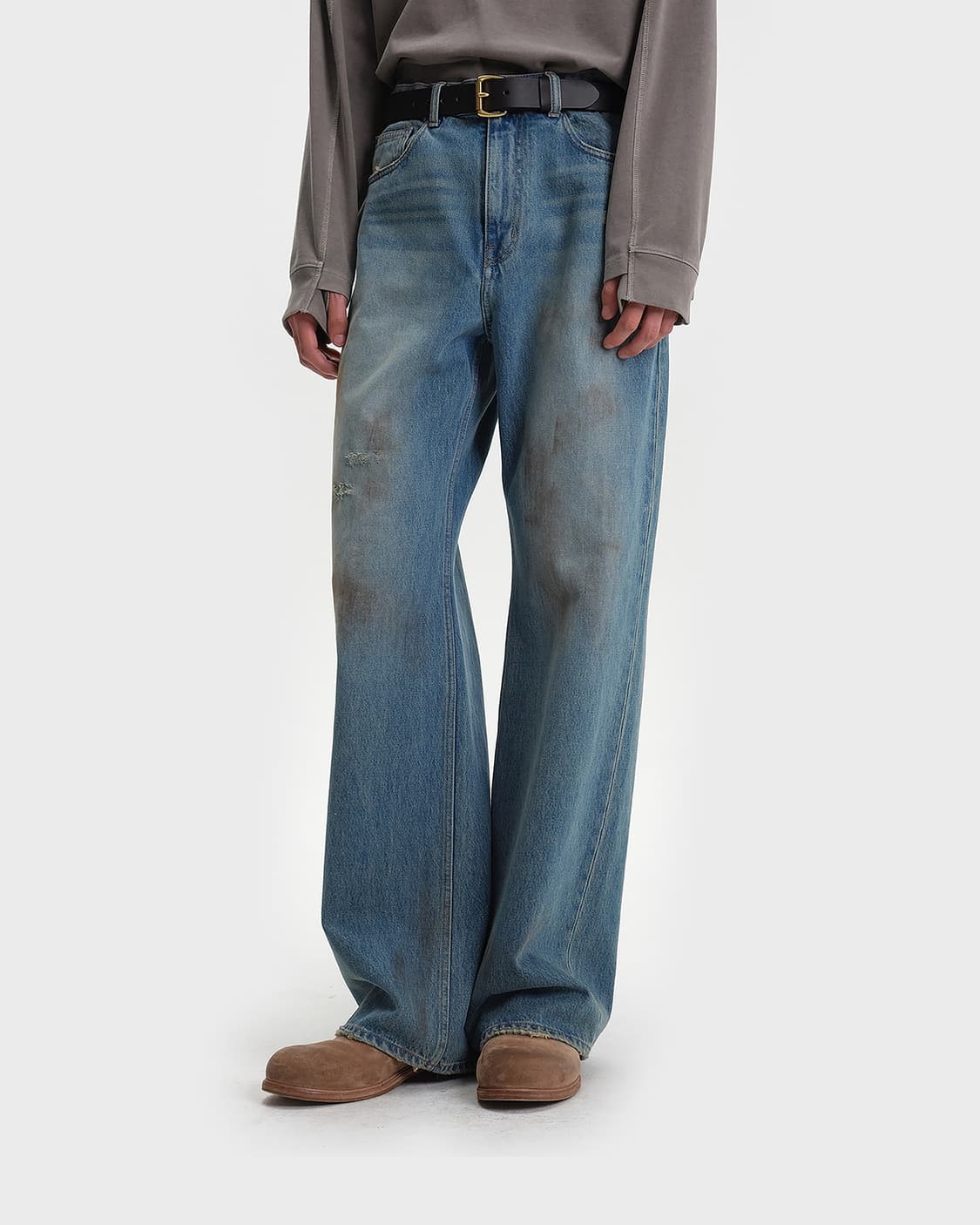 벨리에 트루 와이드 데님 팬츠 - 더티 워싱 인디고 상품이미지8