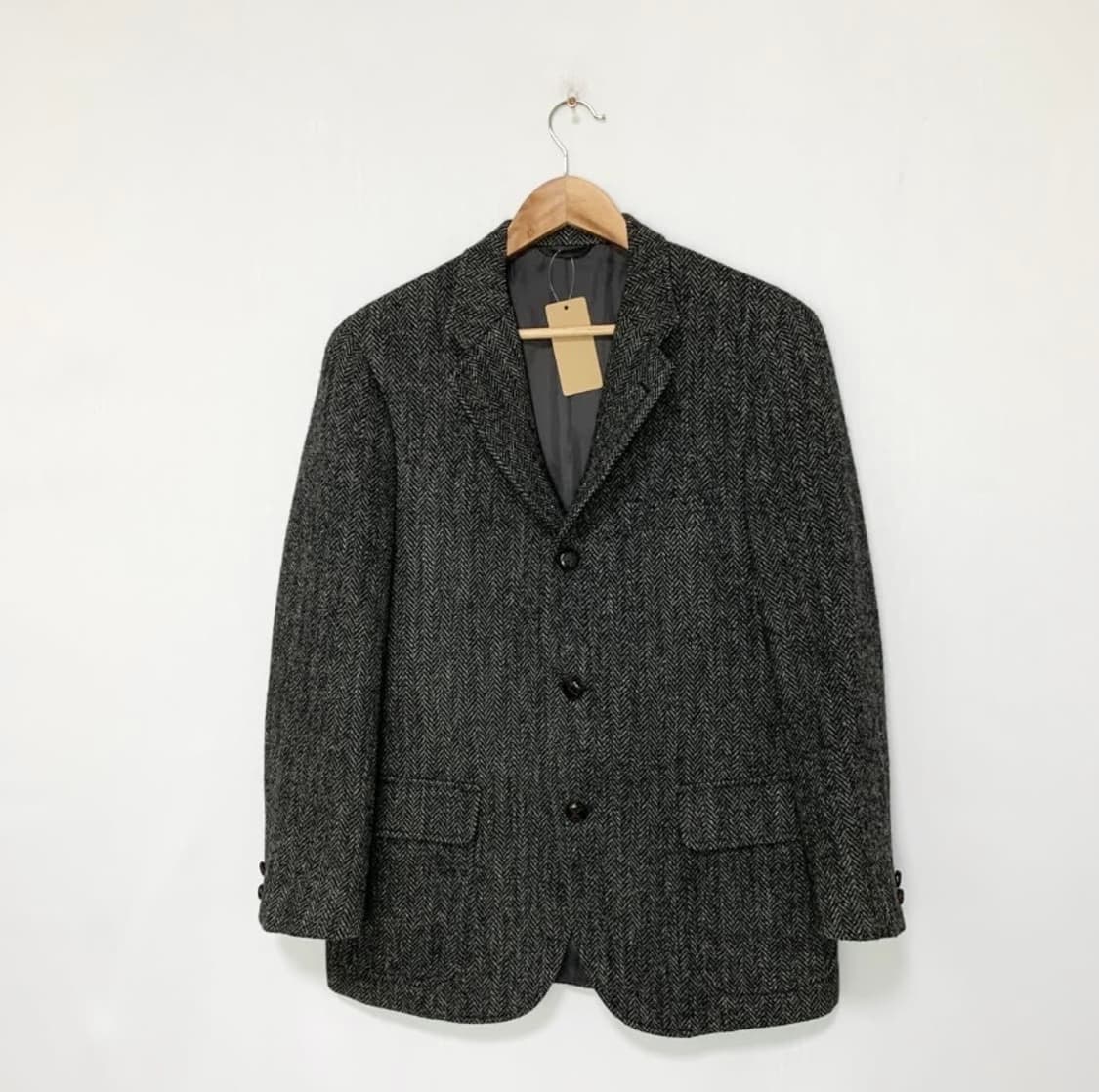 해리스 트위드 빈티지 헤링본 블레이저 울자켓 차콜 그레이 남녀공용 상품이미지1