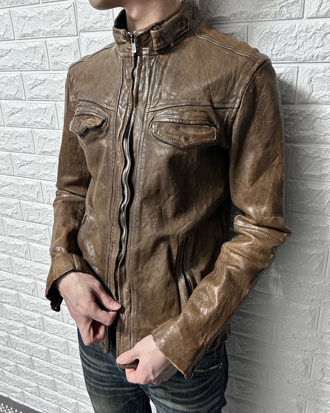 Luva Tram jpn 패이딩 램스킨 래더 자켓 상품이미지1