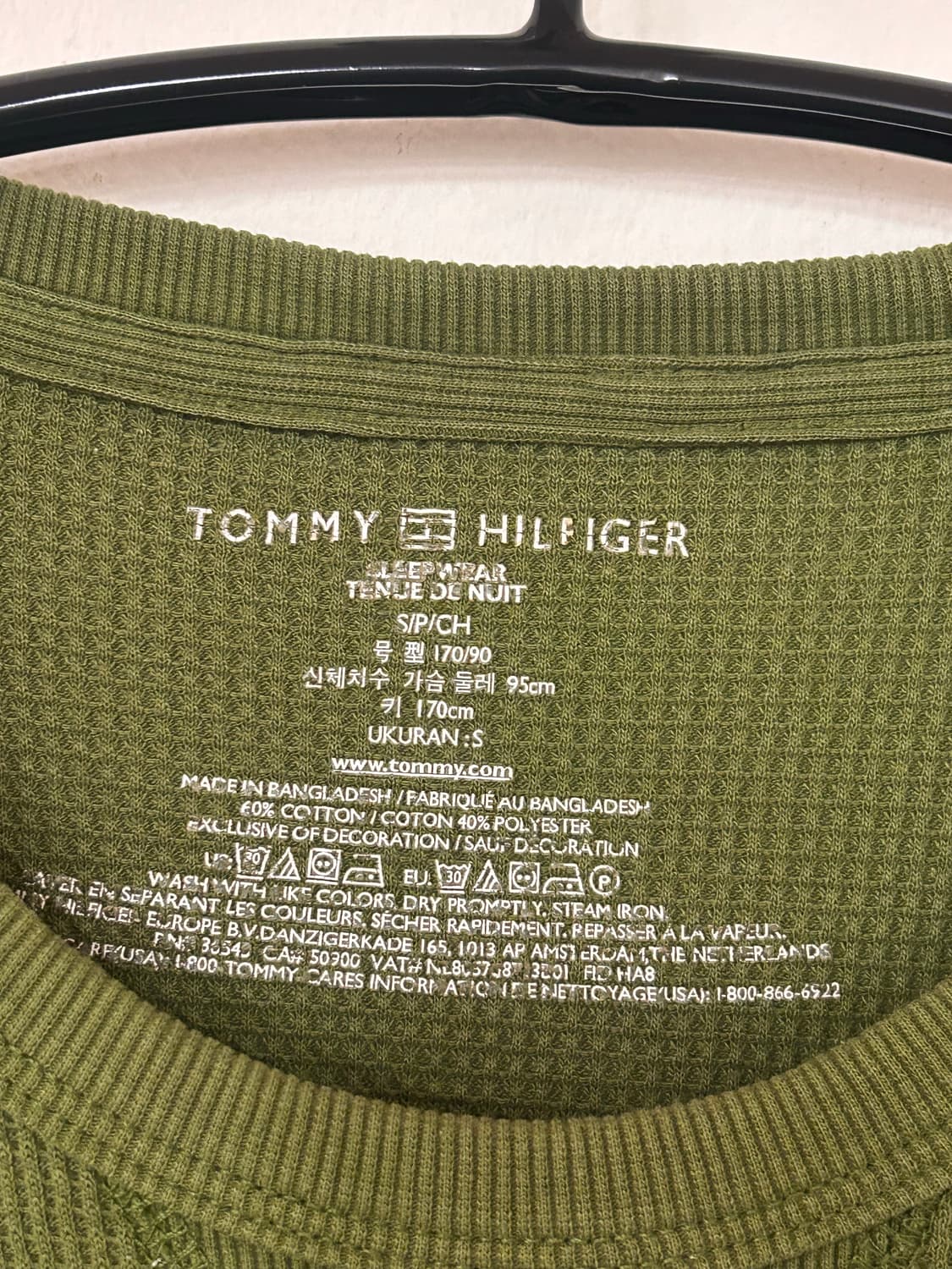타미힐피거 올리브색 와플 긴팔 티셔츠 S (90) 상품이미지3