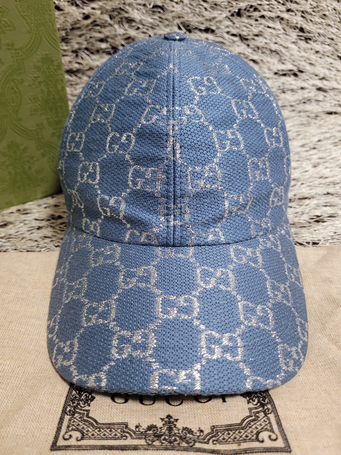 구찌 블루 글리터 GG 모노그램 볼캡모자 M 상품이미지2