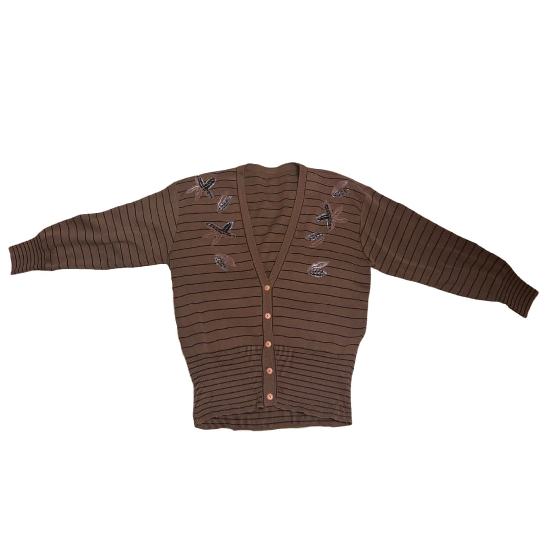 빈티지 브라운 스트라이프 자수 가디건 상품이미지6