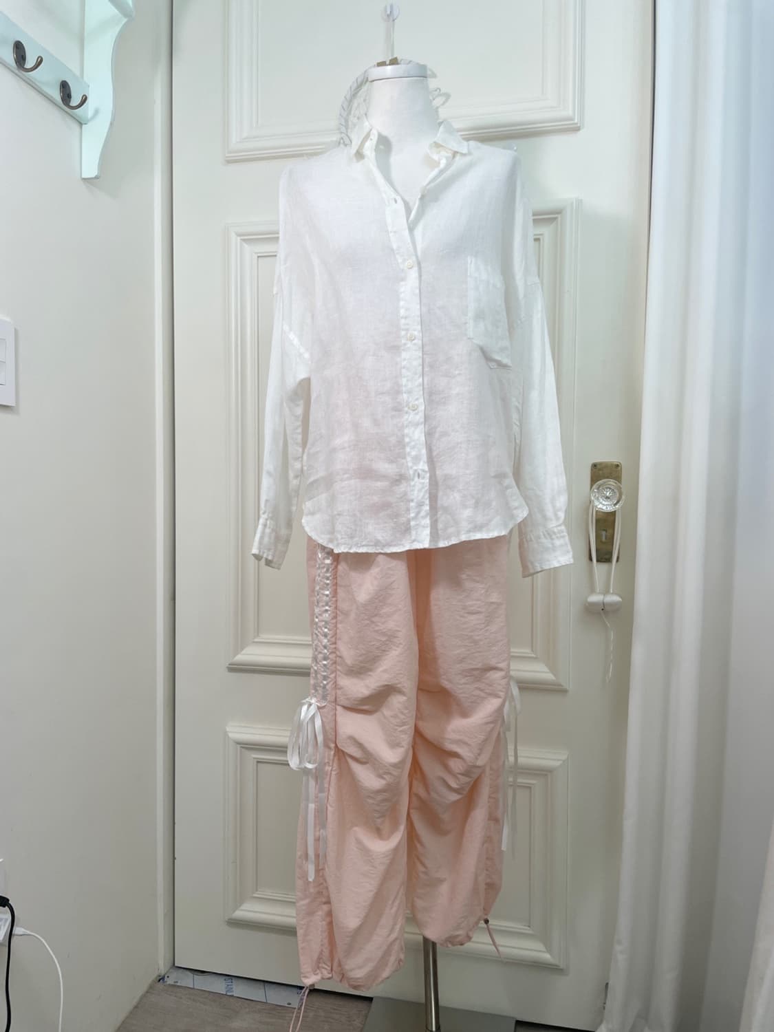 white linen basic pocket point shirt 상품이미지2