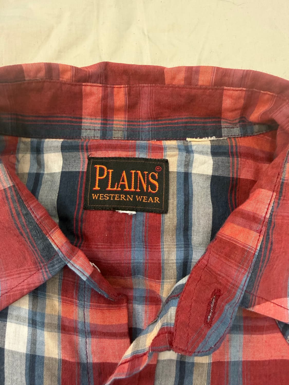 빈티지 웨스턴 셔츠 레드 체크 반팔 상품이미지4