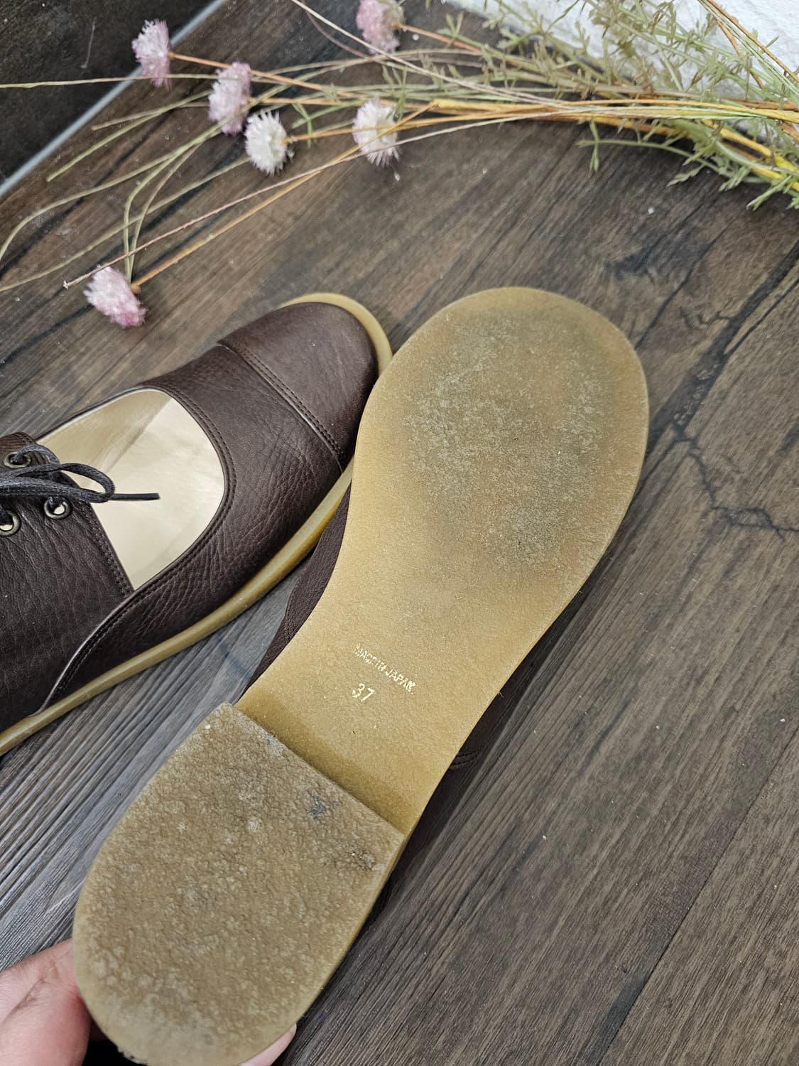 Chochotte 브라운 레더 레이스업 메리제인 슈즈(좁은발볼) 상품이미지10