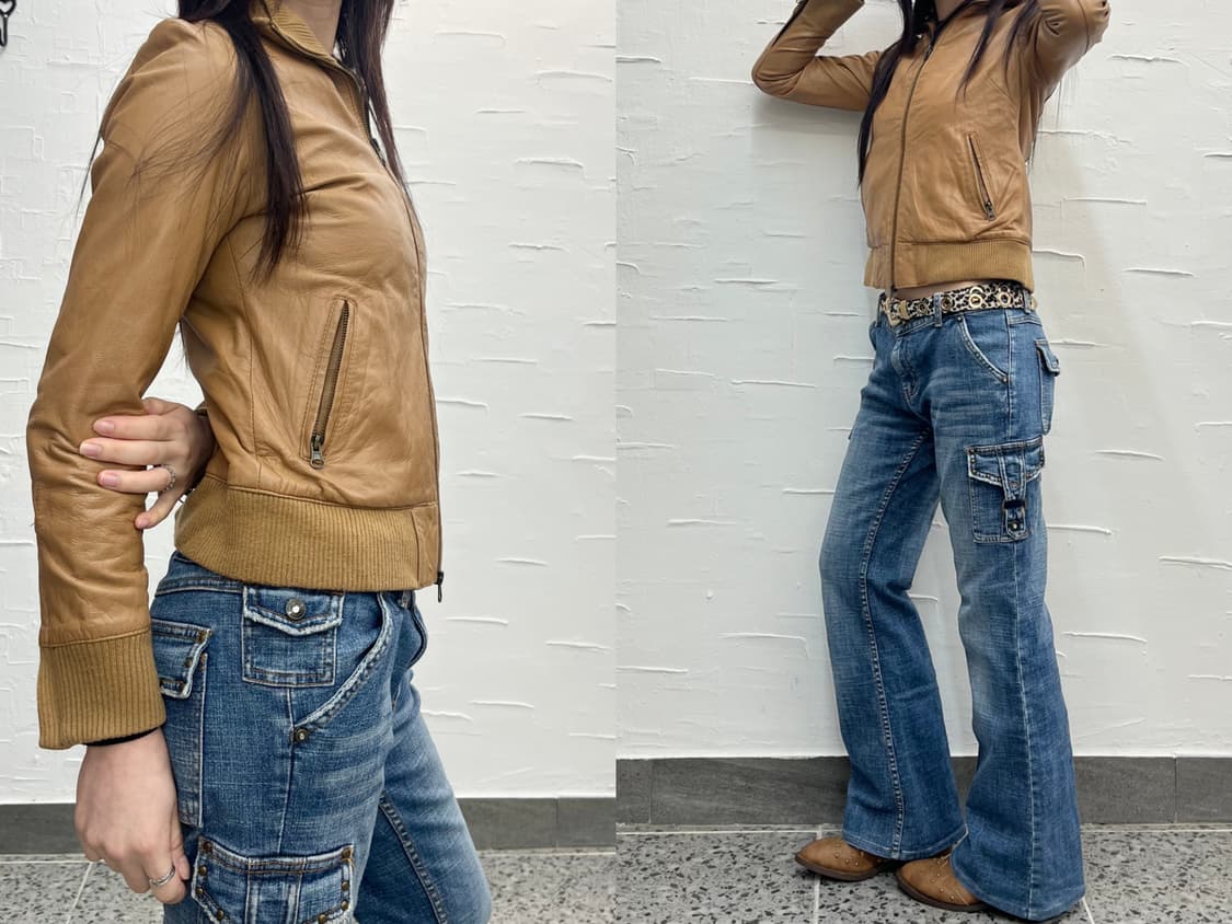 Camel leather jacket 상품이미지1