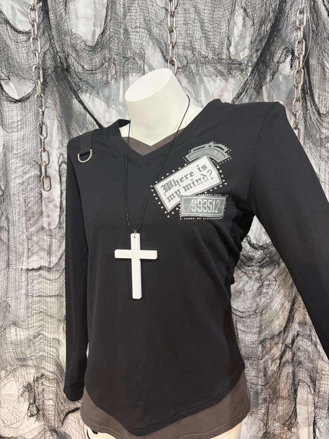 Y2K V-neck Layered buckel Long Sleeve 상품이미지6
