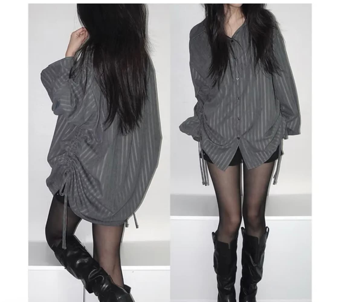 벨루어 셔링 슬릿 스웨이트 셔츠 (실착 0 새상품) 상품이미지1