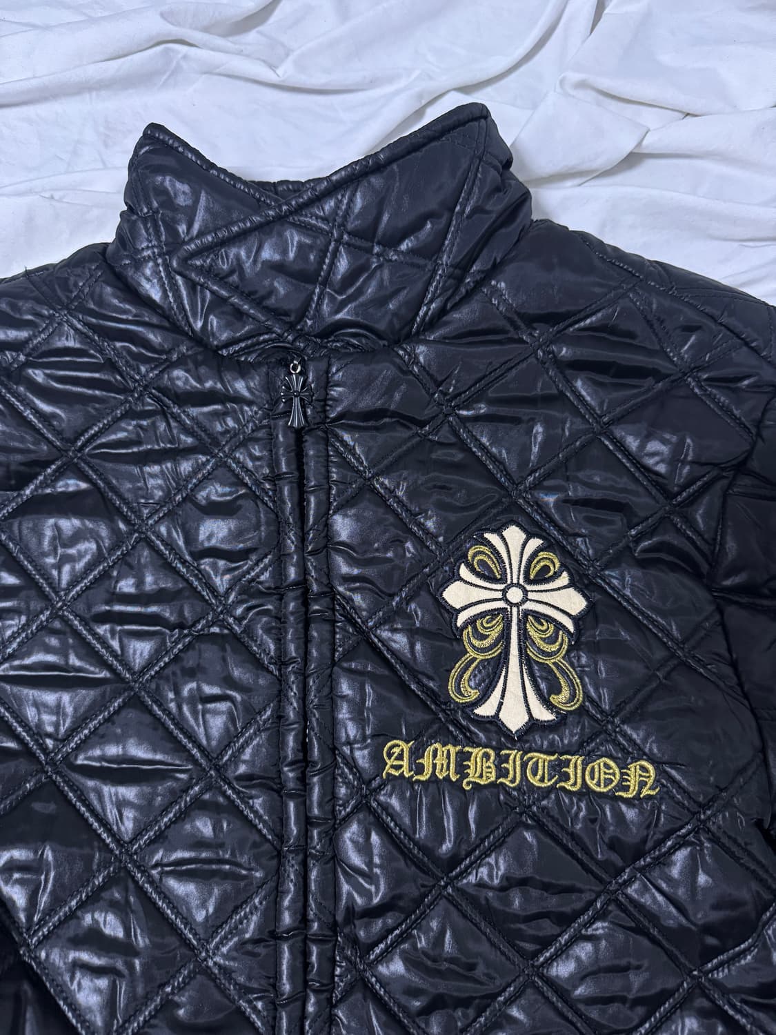 Be ambition 레터링 크로스 퀼팅 자켓 y2k vkei lgb 상품이미지5