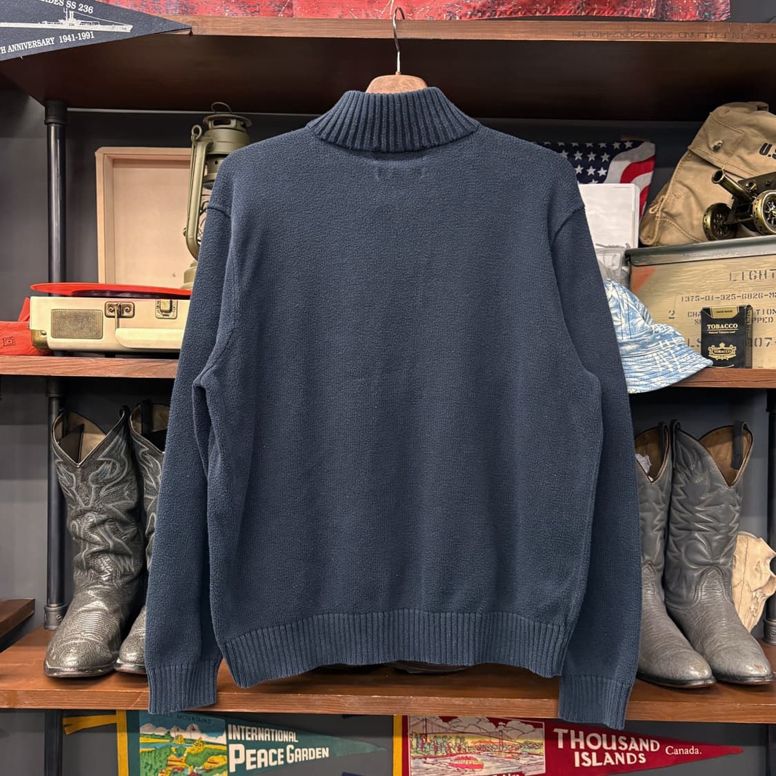 90s 폴로 랄프로렌 더블립 하프집업 코튼니트 스웨터 차콜 N641 상품이미지2