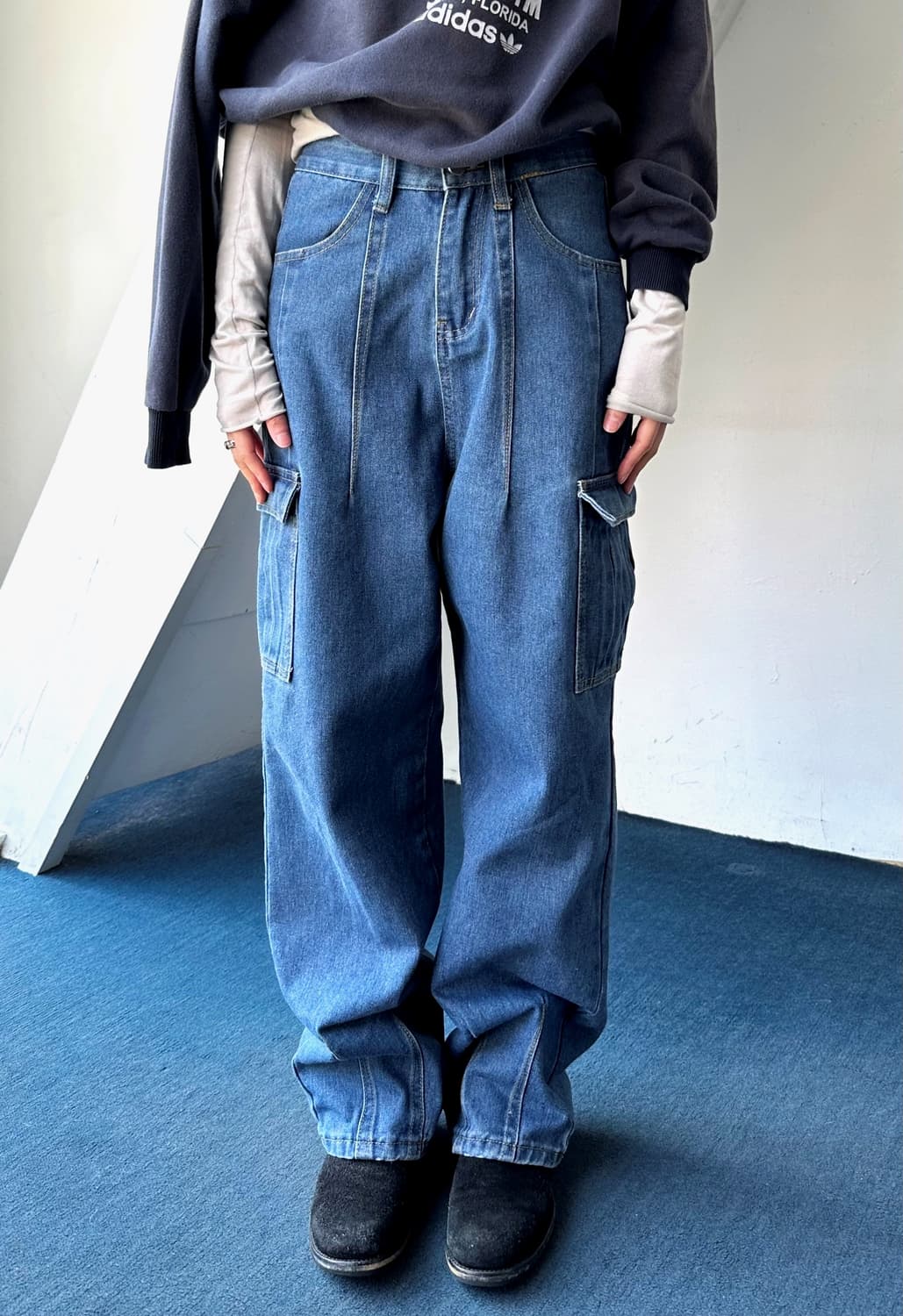 Utility design denim easy cargo pants 상품이미지6