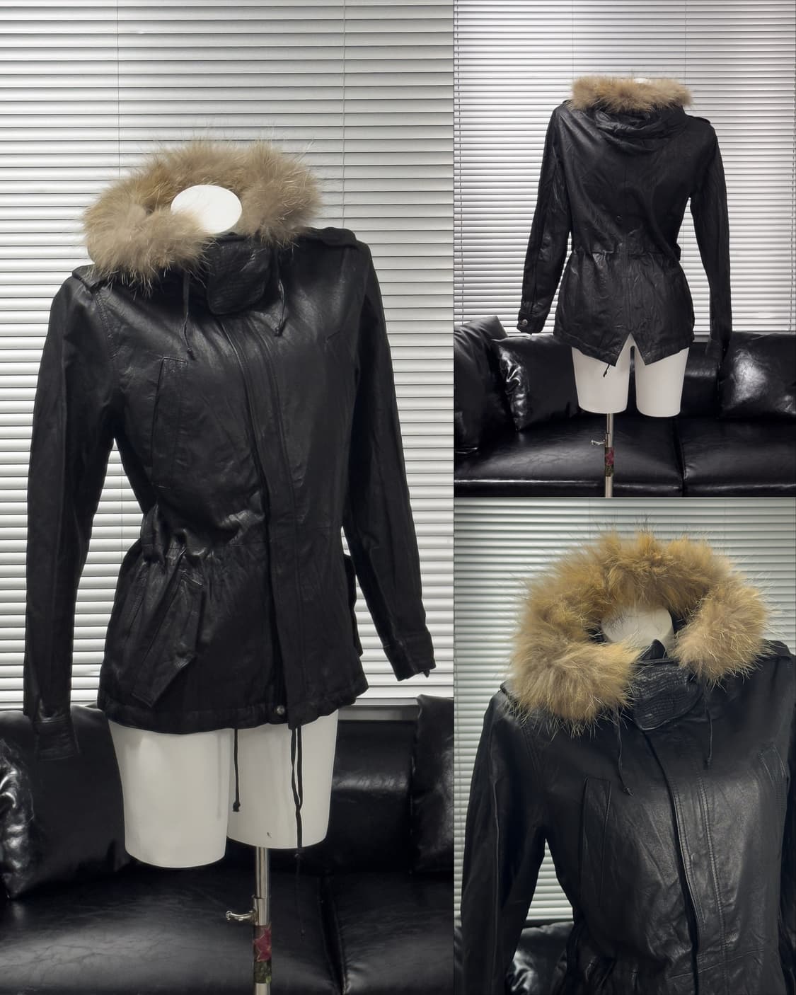 {Unknown} Pig Leather Racoon Fur Parka   상품이미지1